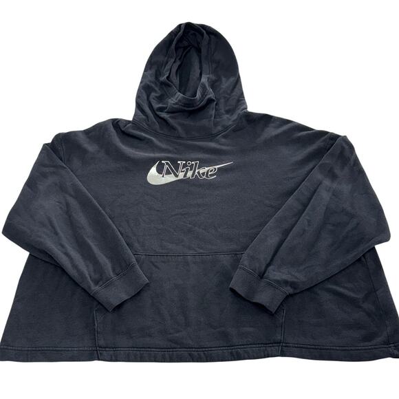 Nike Hoodie Womens XX Large Black Silver Icon Clash Funnel‎ Neck Pullover - Picture 1 of 8